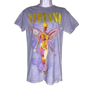 Nirvana In Utero Live ‘93 Tour Y2K Acid Wash Graphic T-Shirt Nwt Size S Small
